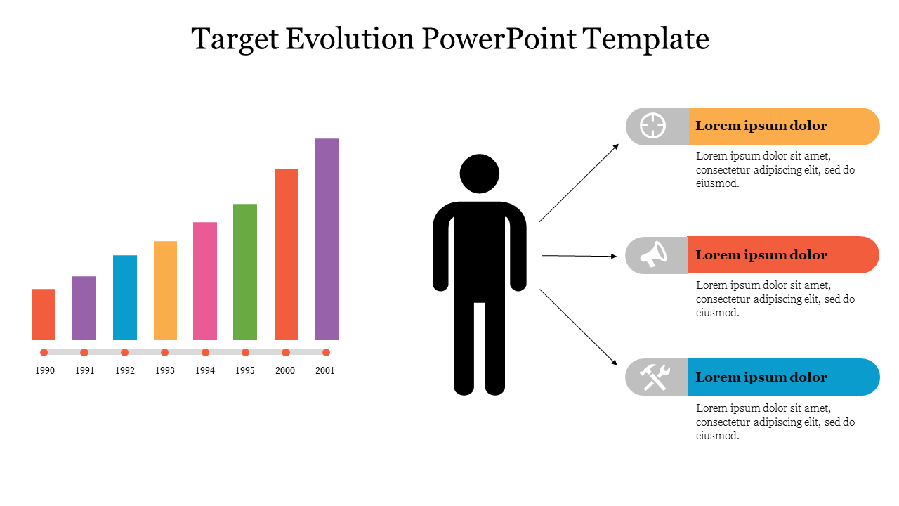 Three Node Target Evolution PowerPoint Template Design